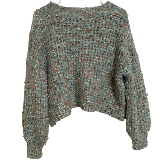 SHE & SKY Chunky Knit Popcorn Textured Sweater Gray/Blue Rust White Oversized S - Picture 2 of 9